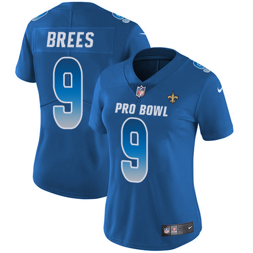 Nike Saints #9 Drew Brees Royal Women's Stitched NFL Limited NFC 2018 Pro Bowl Jersey